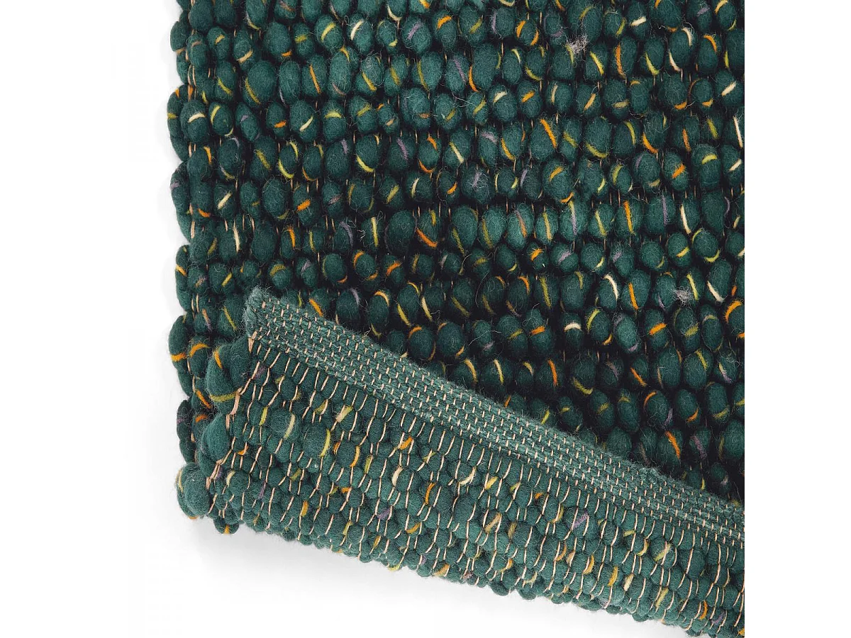 tapis entrée 140x200 tissé en laine vert rectangle motif uni COBLE