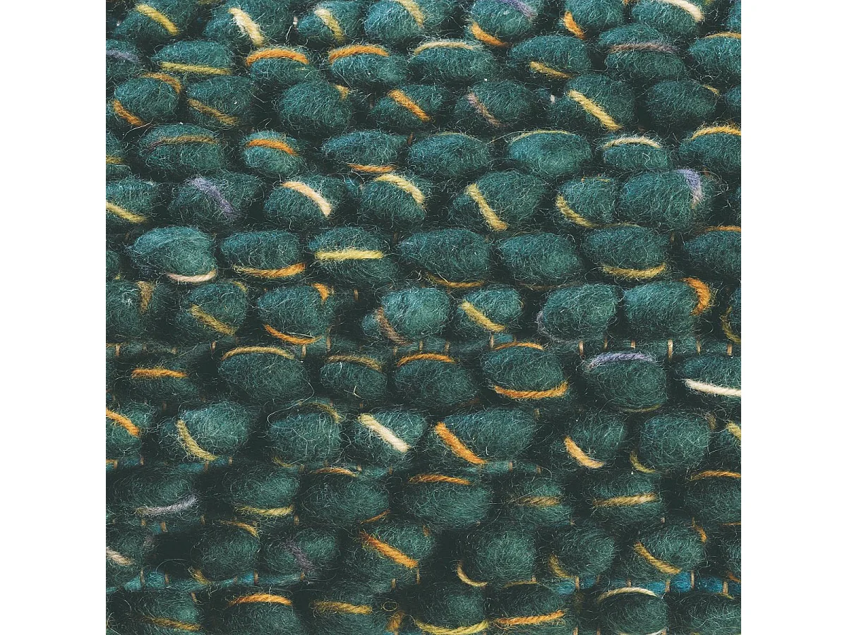 tapis entrée 140x200 tissé en laine vert rectangle motif uni COBLE