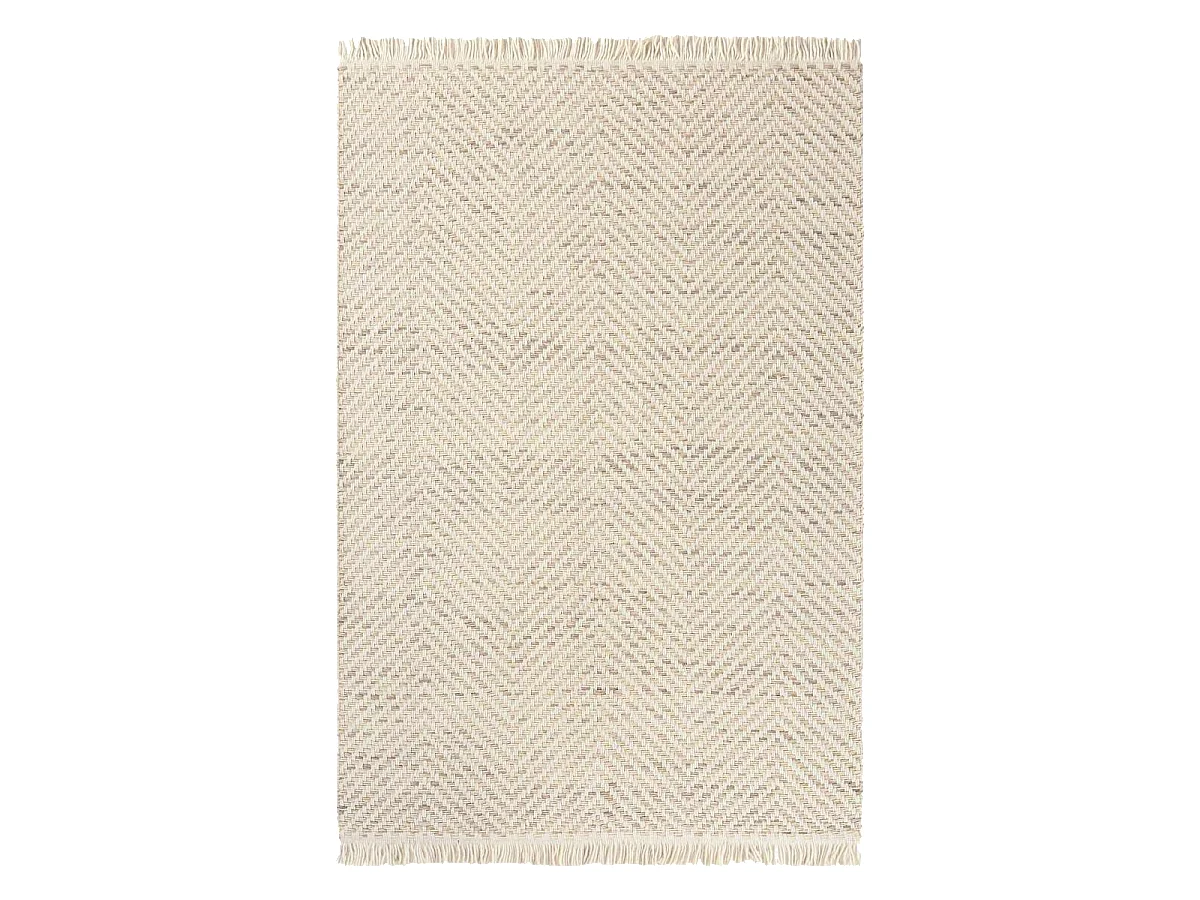 Tappeto Kilim 250x350 rettangolo intrecciato in lana beige motivo geometrico TWILL