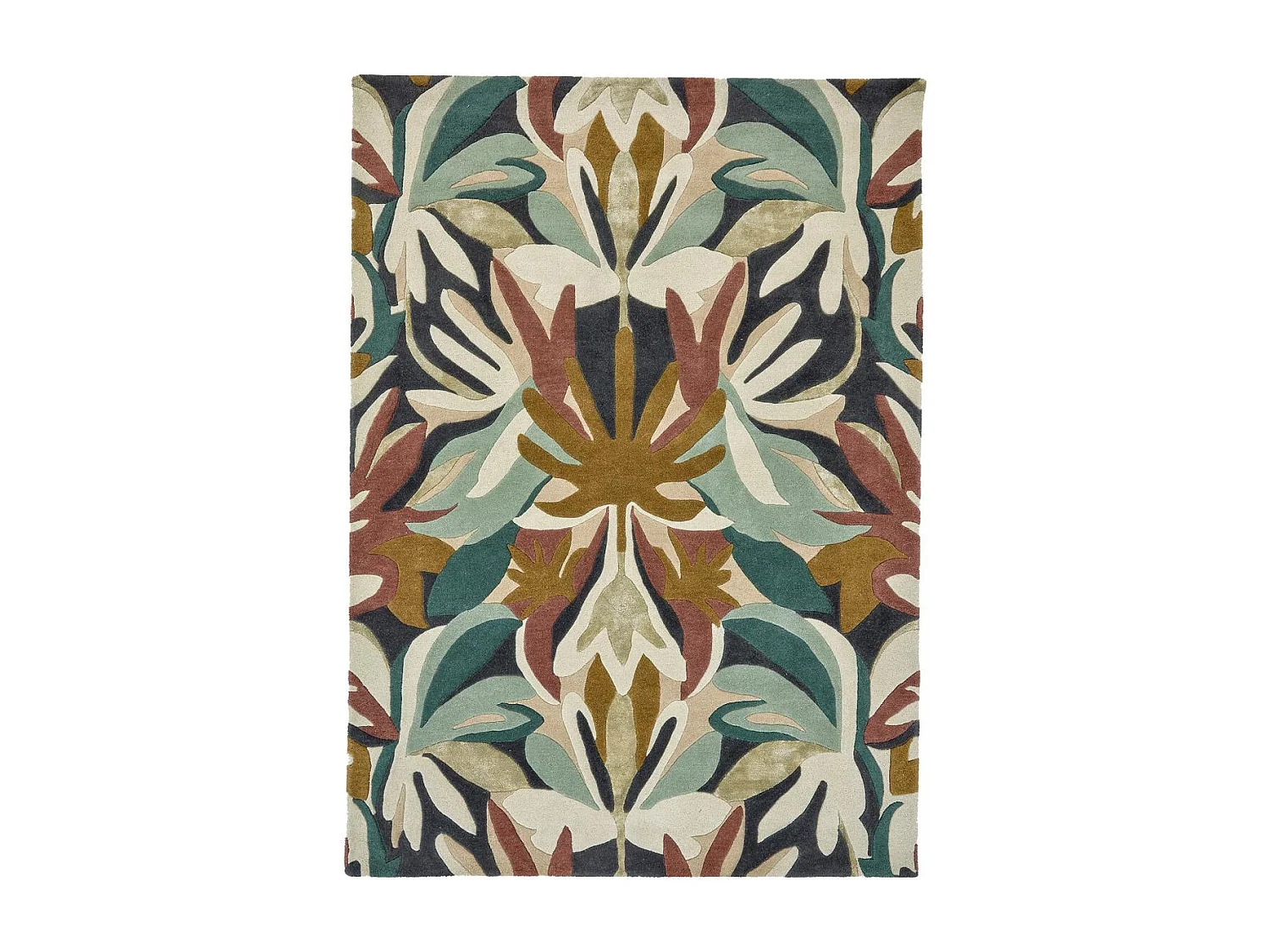 tappeto per camera da letto 170x240 realizzato a mano in lana verde e beige fantasia floreale