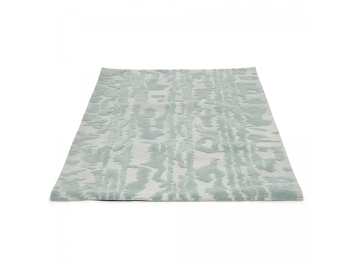 tapis chambre 170x240 fait à la main en laine bleu rectangle motif abstrait