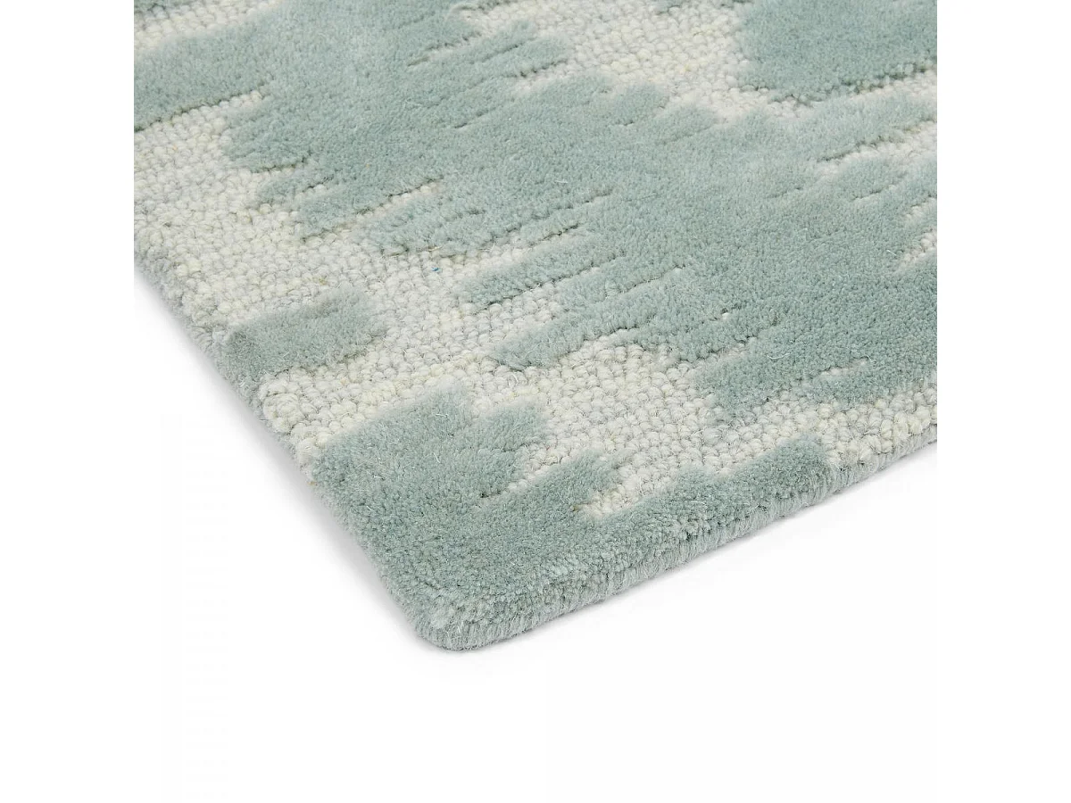 tapis chambre 170x240 fait à la main en laine bleu rectangle motif abstrait