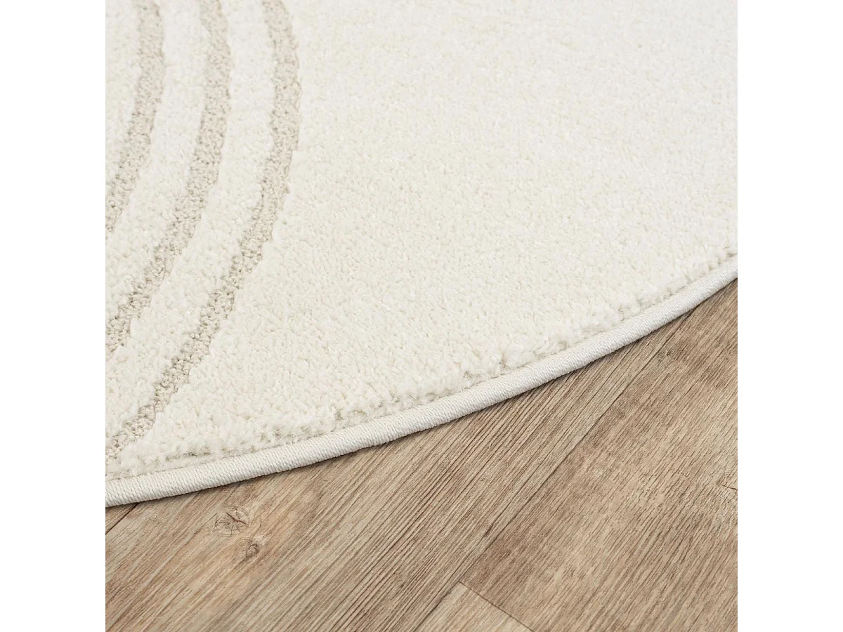 Tapis rond DEMILU  ∅ 120 cm Crème Tapis facile d'entretien idéal pour la chambre