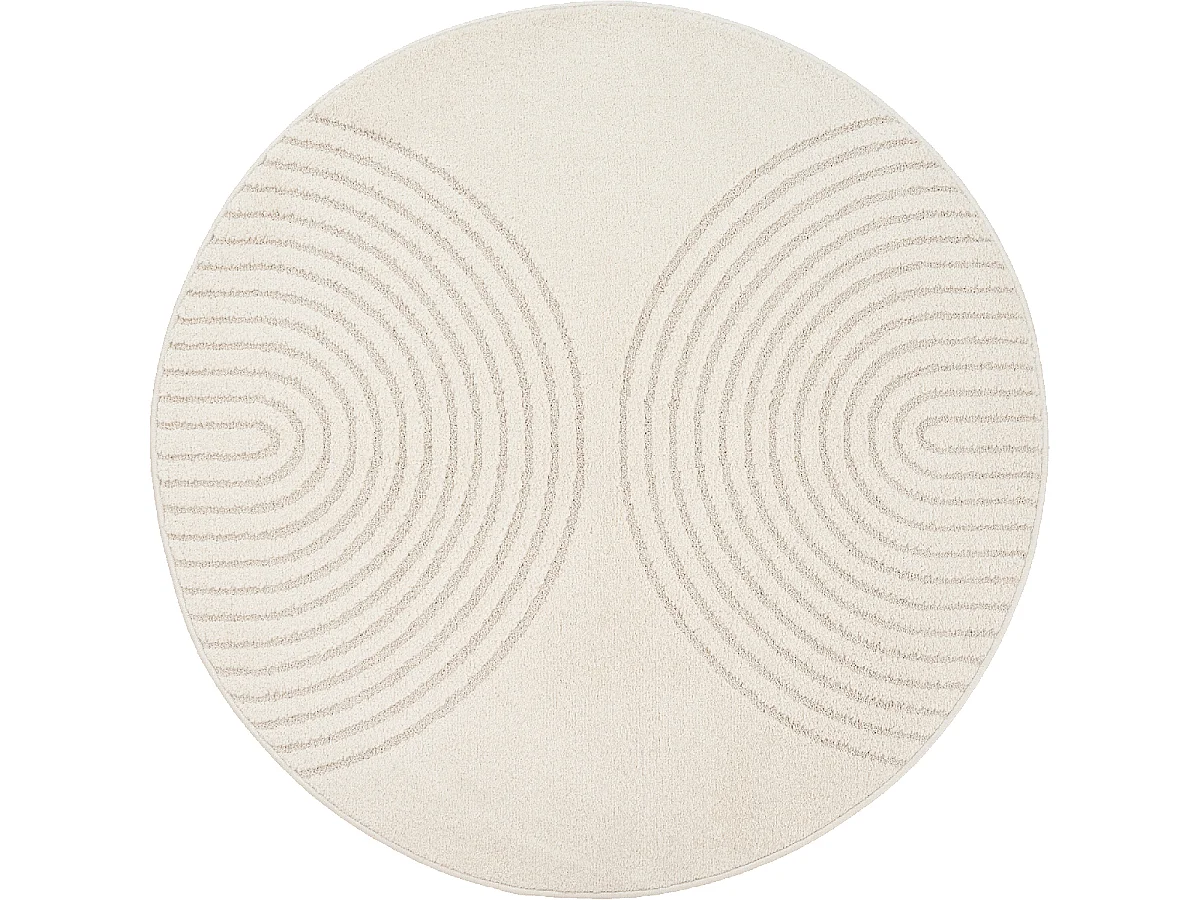Tapis rond DEMILU  ∅ 120 cm Crème Tapis facile d'entretien idéal pour la chambre