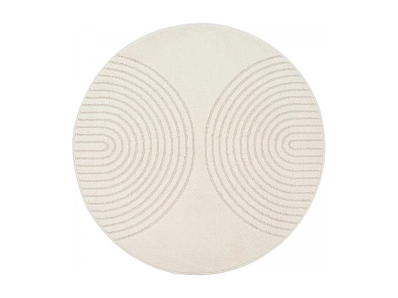 Tapis rond DEMILU  ∅ 120 cm Crème Tapis facile d'entretien idéal pour la chambre