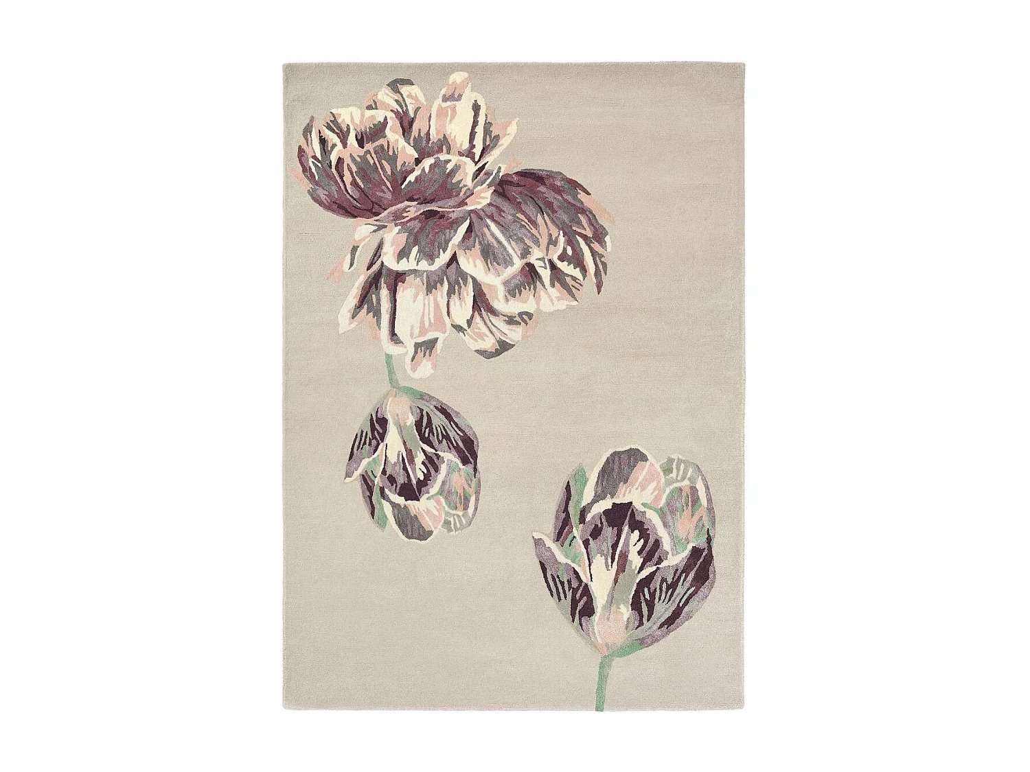 tappeto da soggiorno 200x280 realizzato a mano in lana beige e marrone fantasia floreale