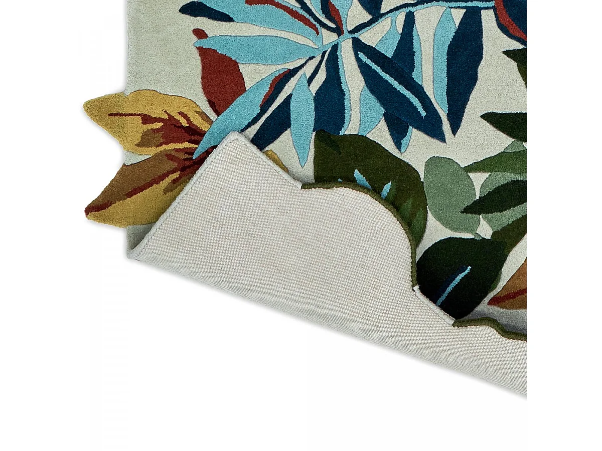 tapis chambre 160x230 fait main en laine orange et beige rectangle motif floral
