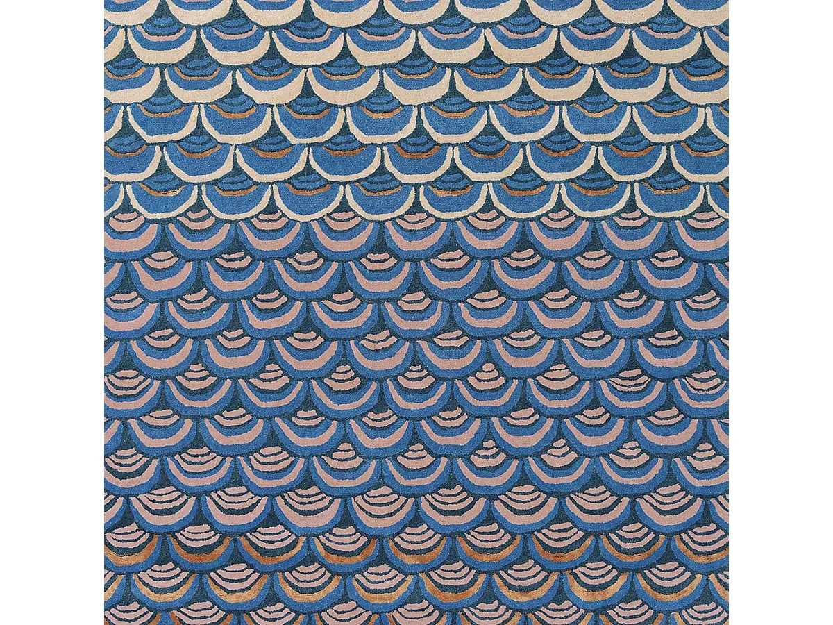tappeto per camera da letto 170x240 realizzato a mano in lana blu e rosa a fantasia geometrica