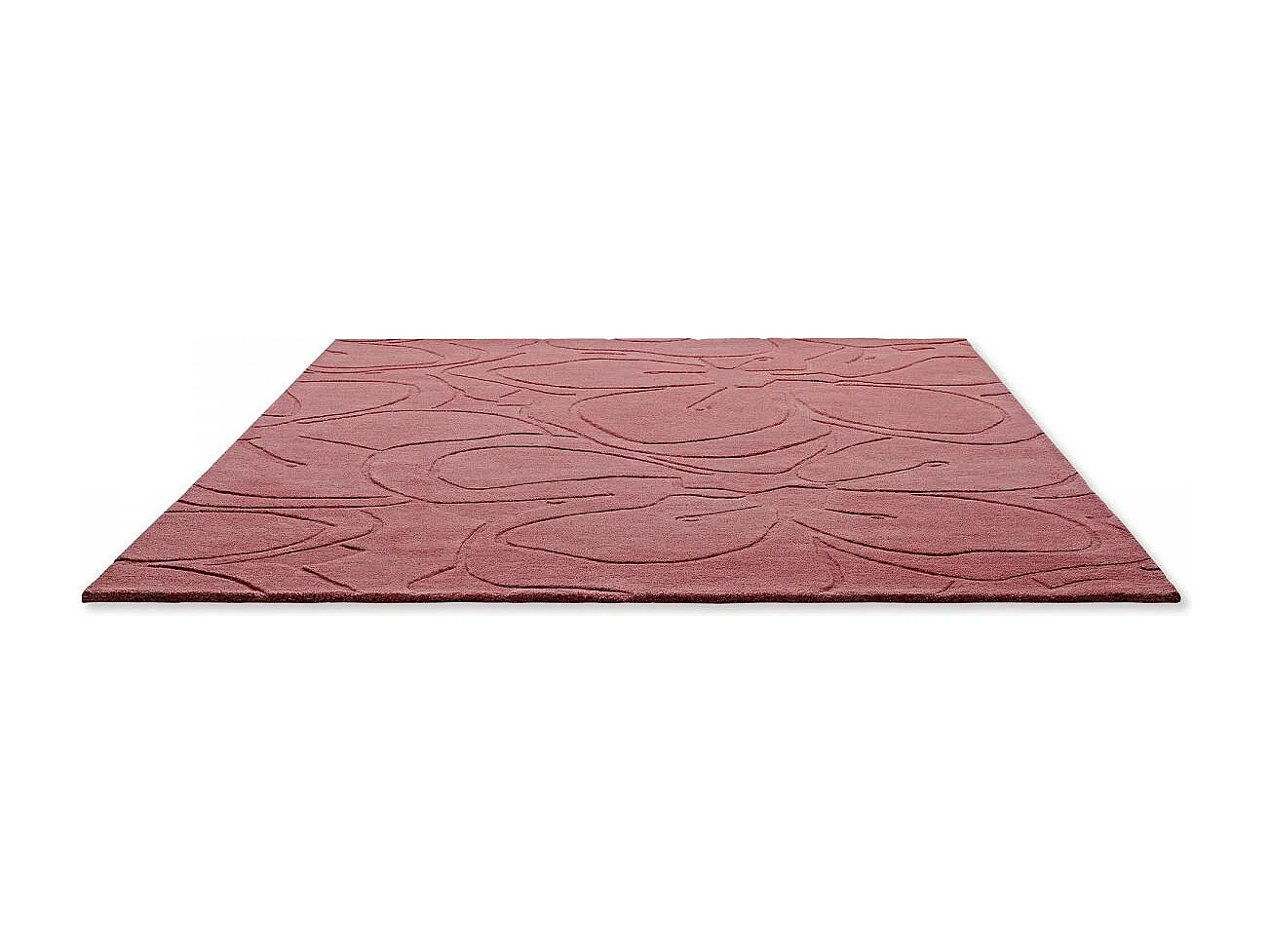 tapis chambre 200x280 fait à la main en laine rose rectangle motif faux uni