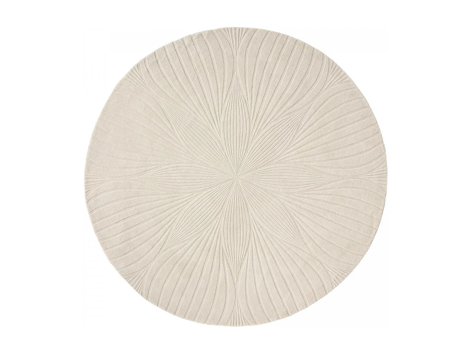 Tapis rond Ø200cm fait à la main en laine motif faux uni pour salle de réception