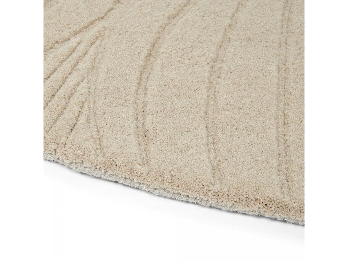 Tapis rond Ø200cm fait à la main en laine motif faux uni pour salle de réception