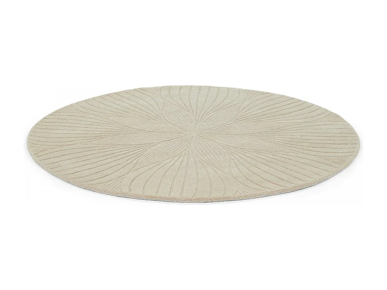 Tapis rond Ø200cm fait à la main en laine motif faux uni pour salle de réception