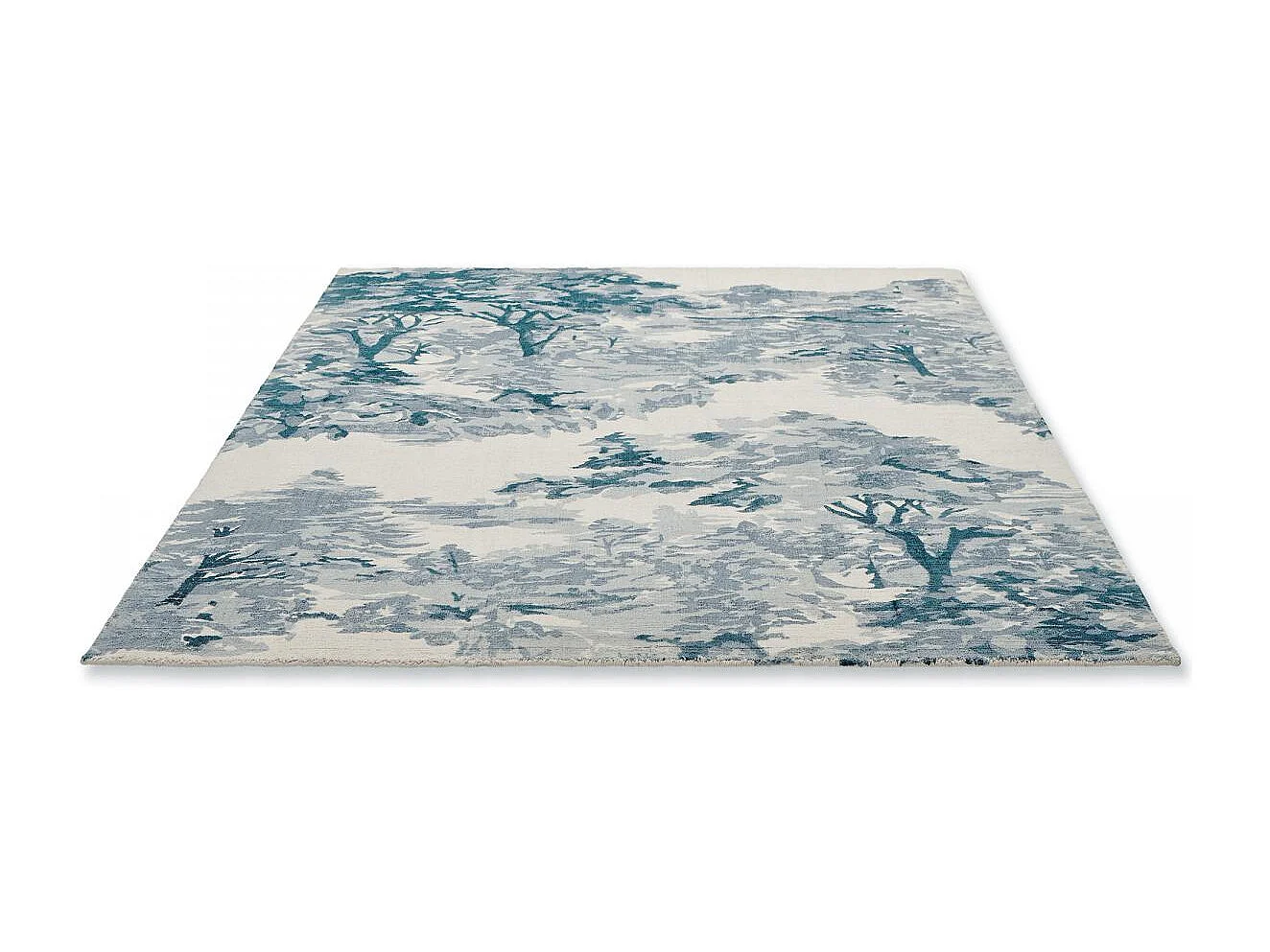 tapis chambre 200x280 fait à la main en coton bleu rectangle motif floral