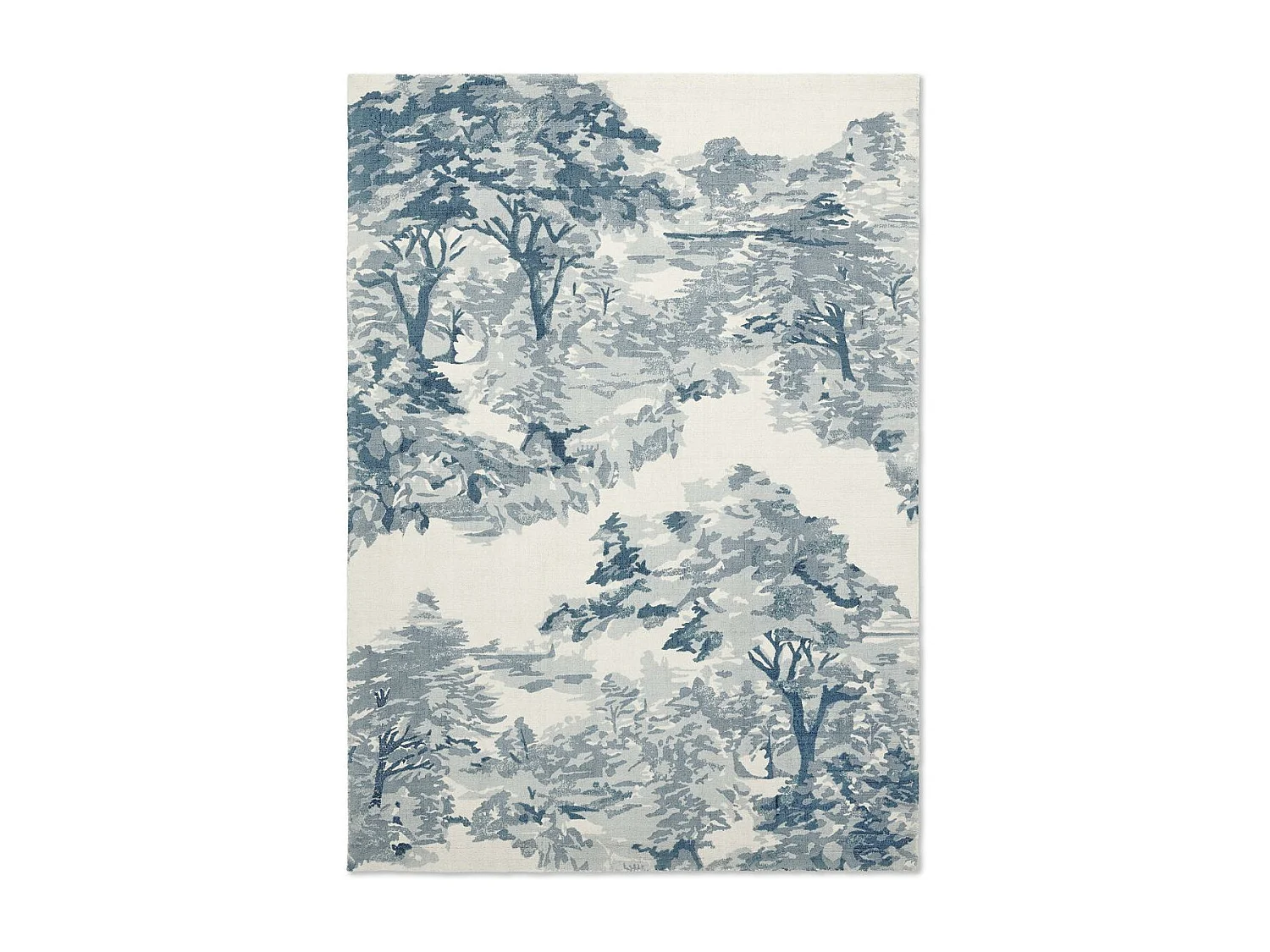 tapis chambre 200x280 fait à la main en coton bleu rectangle motif floral