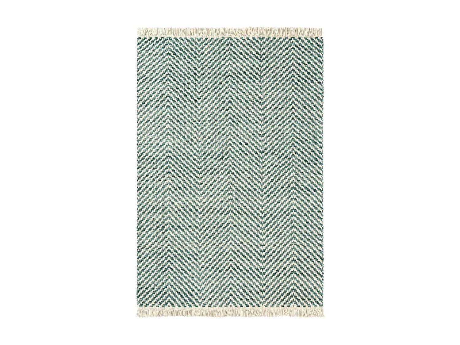 Tapis kilim 160x230 rectangle tissé en laine vert et beige motif simple TWILL