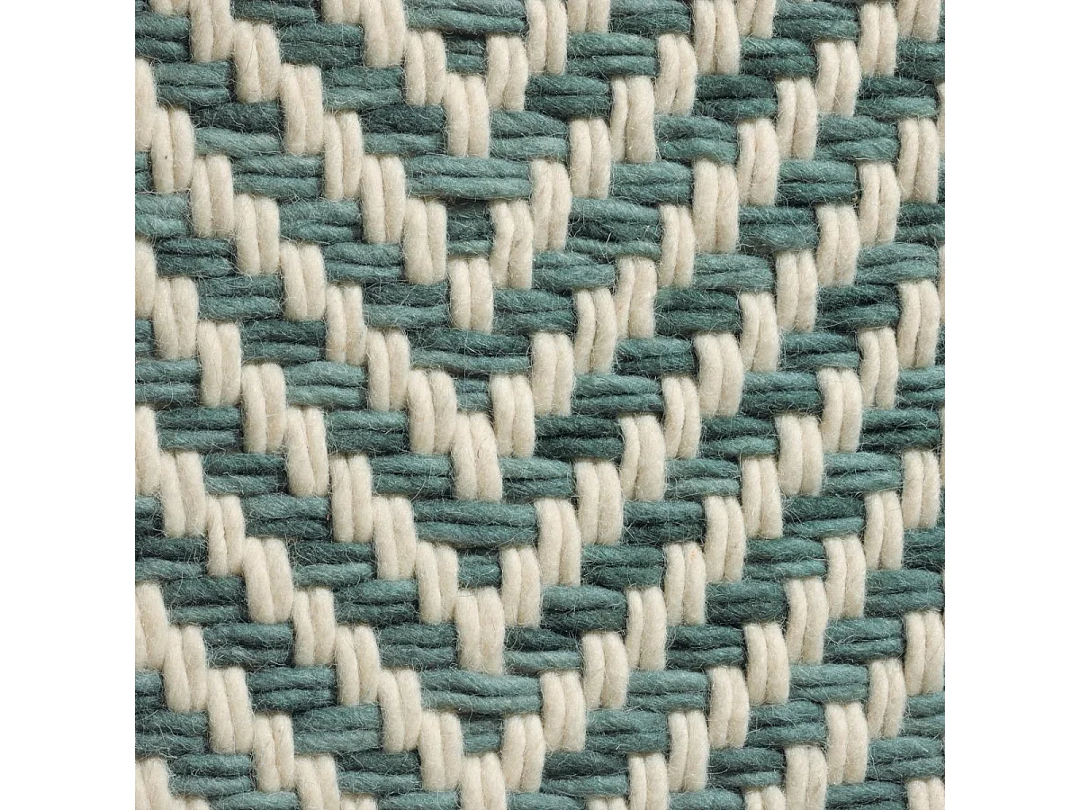 Tapis kilim 160x230 rectangle tissé en laine vert et beige motif simple TWILL