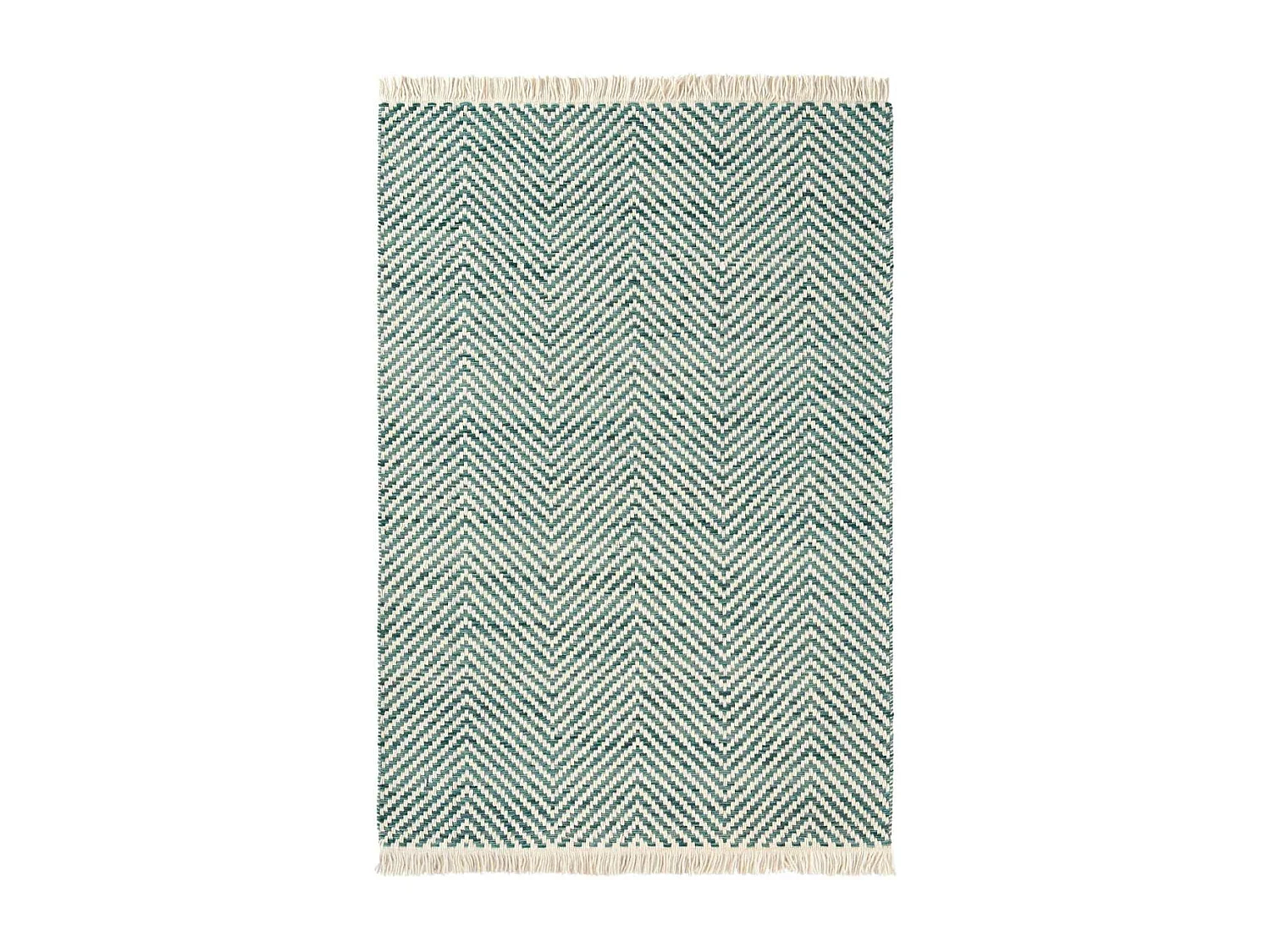 Tapis kilim 160x230 rectangle tissé en laine vert et beige motif simple TWILL