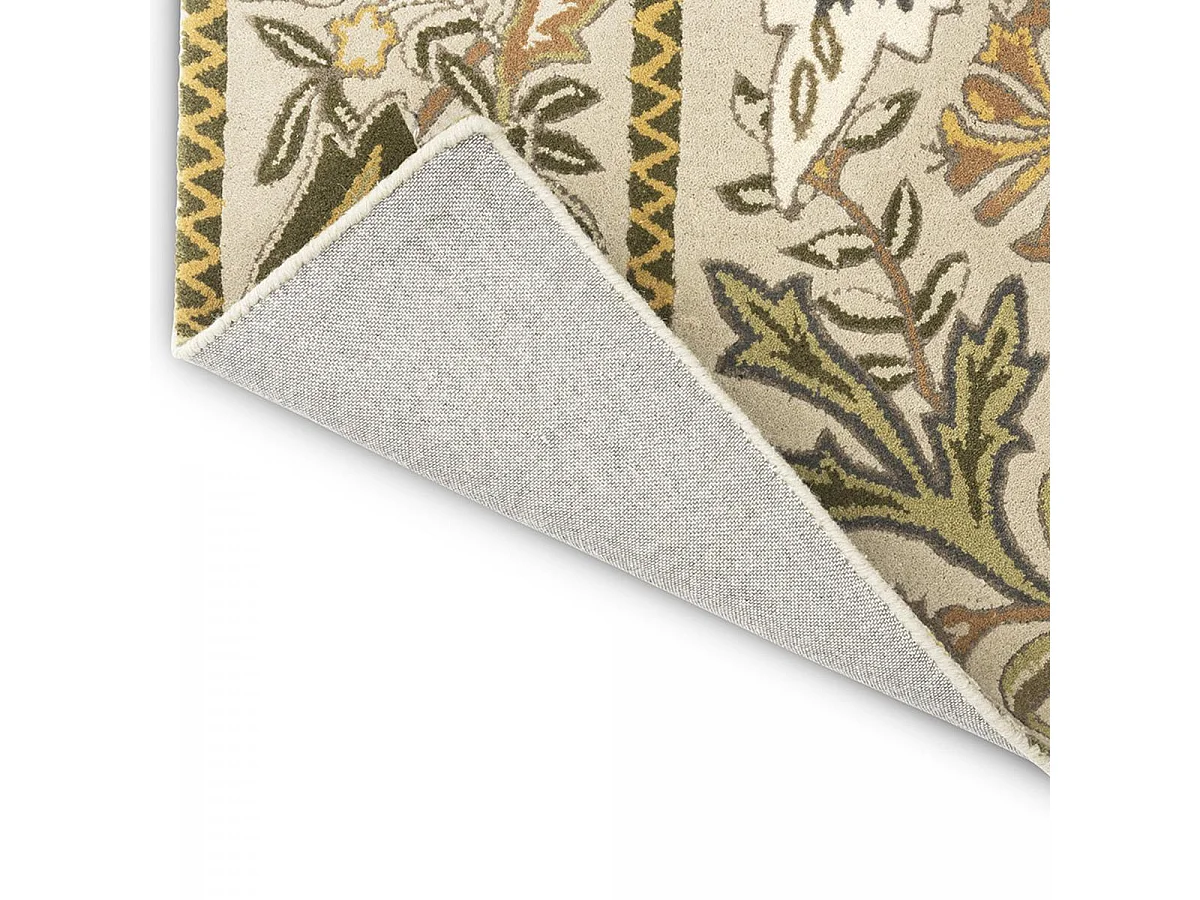 tapis salle à manger 250x350 fait à la main en laine beige et jaune moutarde