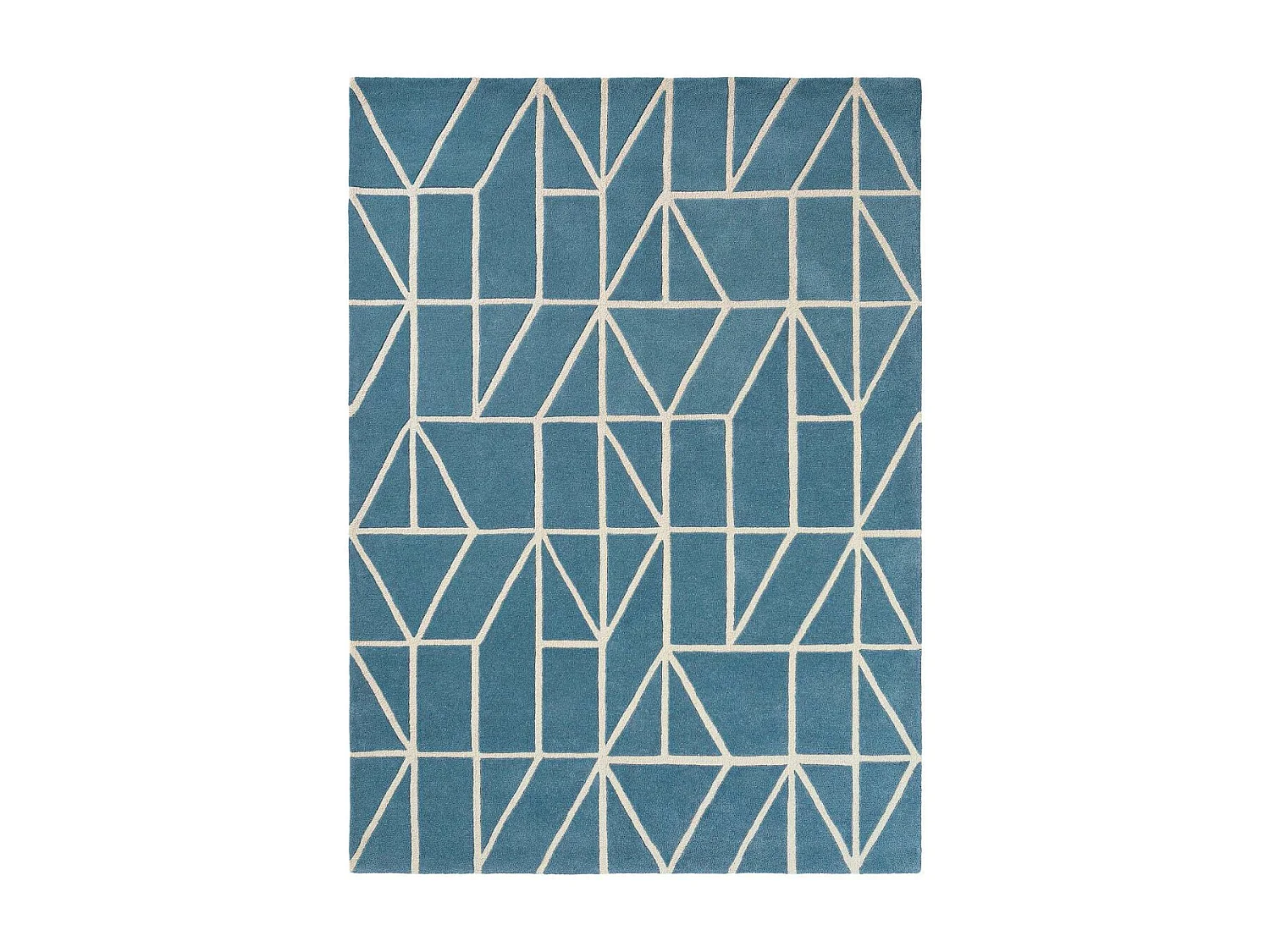 tapis salon 200x280 fait à la main en laine bleu rectangle motif abstrait VISO