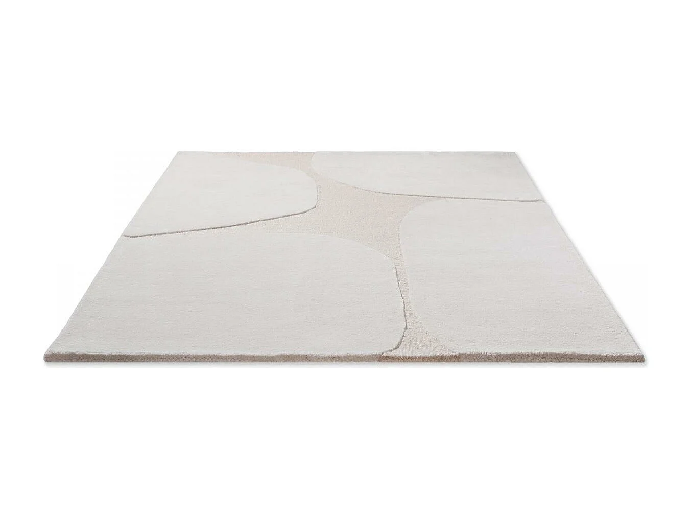 tapis chambre 140x200 fait main en laine crème rectangle motif abstrait BC DECOR