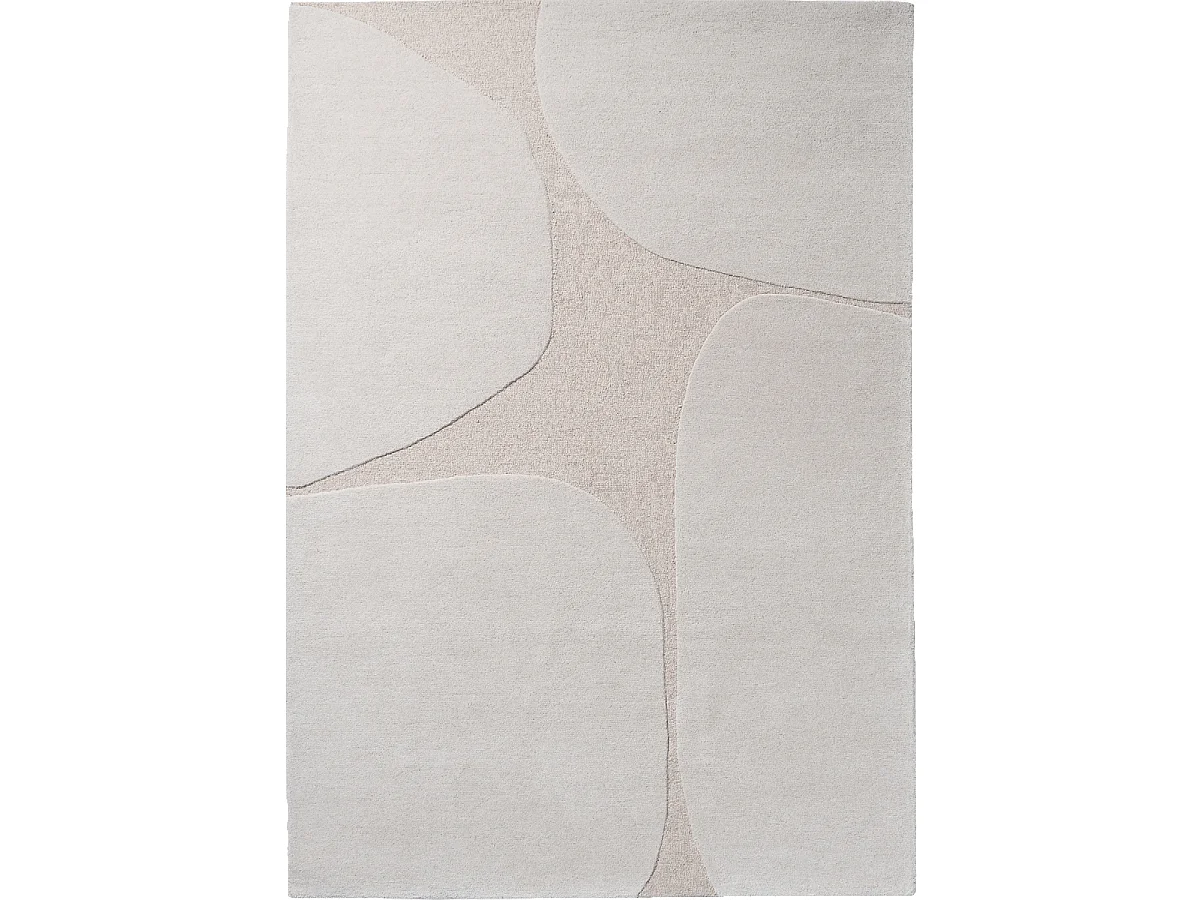 tapis chambre 140x200 fait main en laine crème rectangle motif abstrait BC DECOR