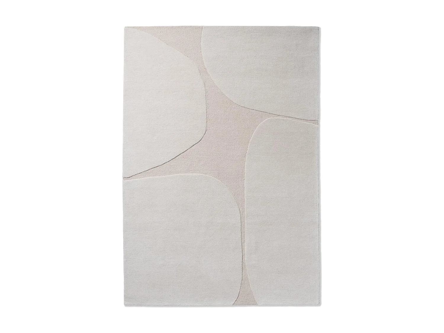 tapis chambre 140x200 fait main en laine crème rectangle motif abstrait BC DECOR