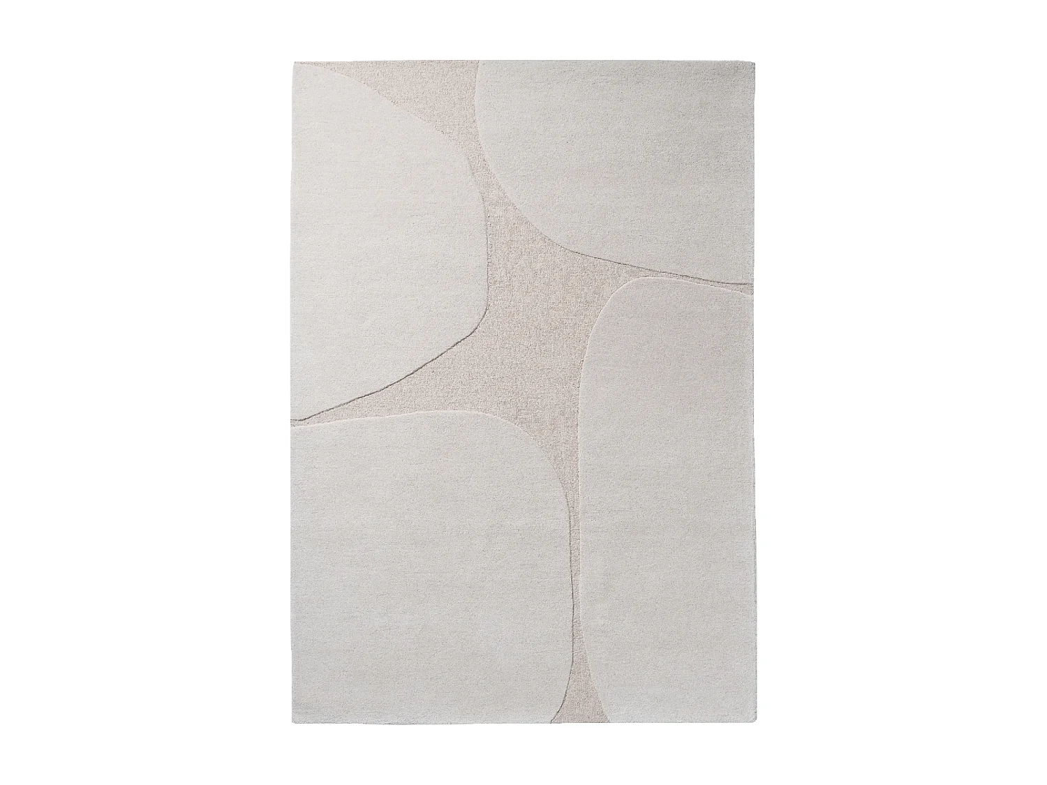 tapis chambre 140x200 fait main en laine crème rectangle motif abstrait BC DECOR