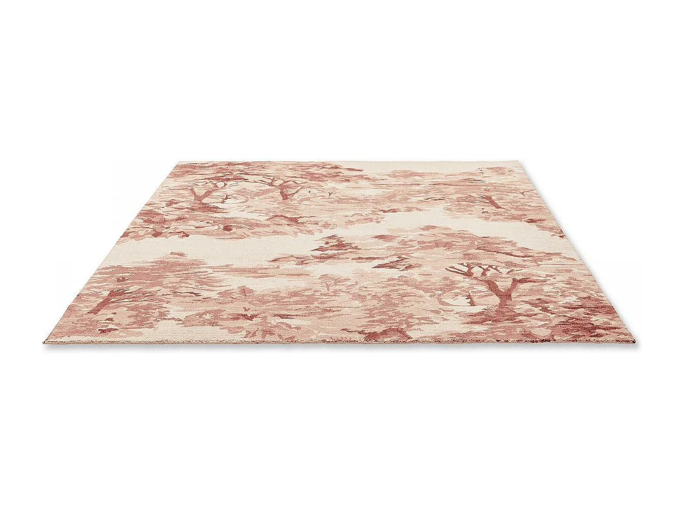tapis chambre 170x240 fait à la main en coton rose rectangle motif floral