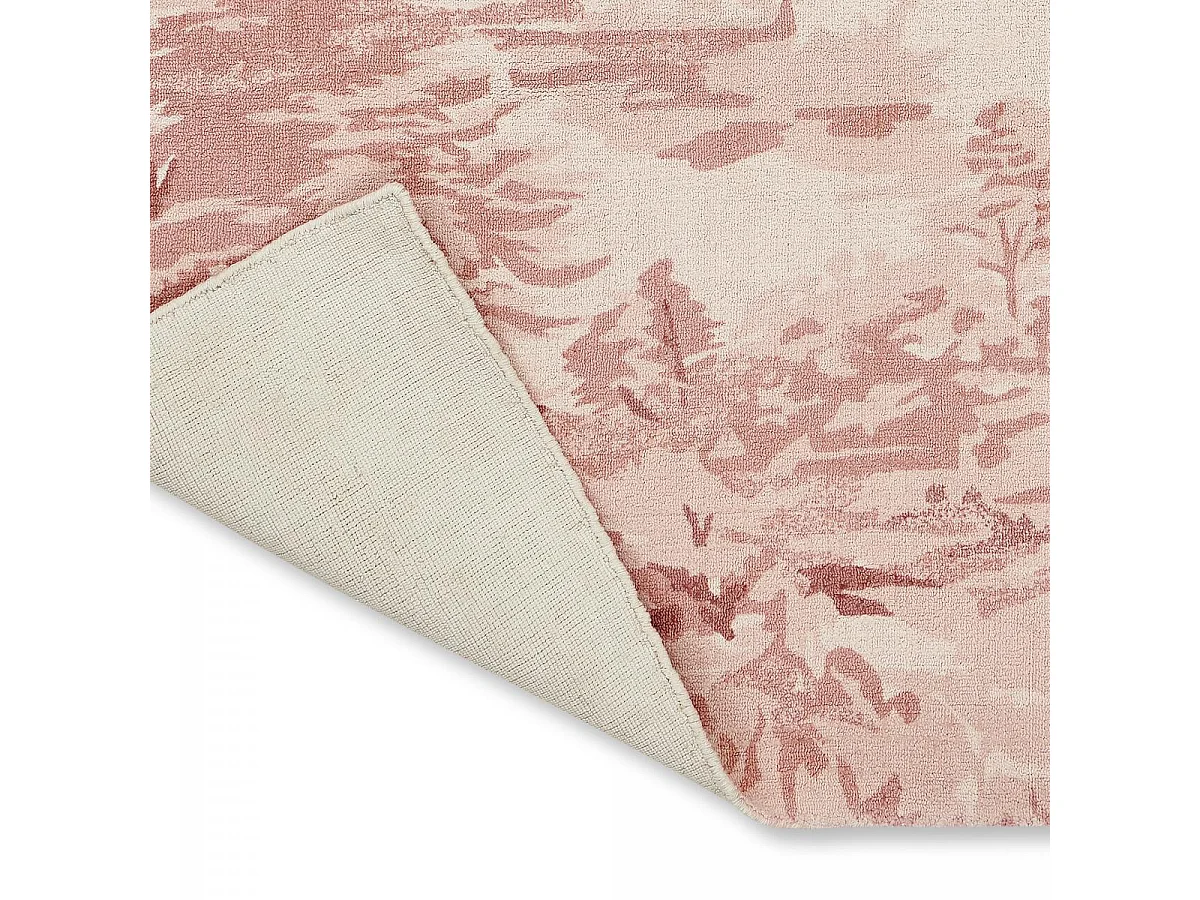 tapis chambre 170x240 fait à la main en coton rose rectangle motif floral