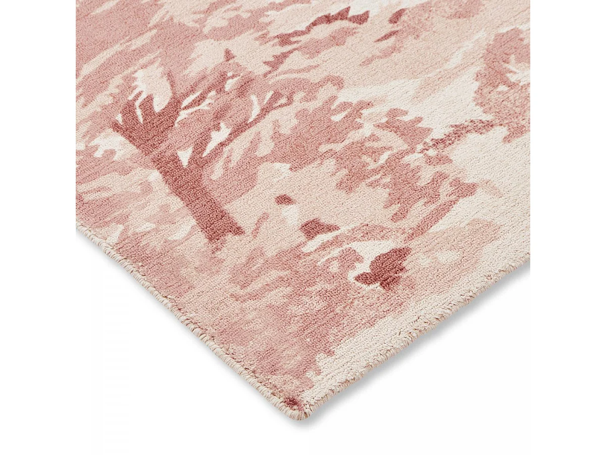 tapis chambre 170x240 fait à la main en coton rose rectangle motif floral