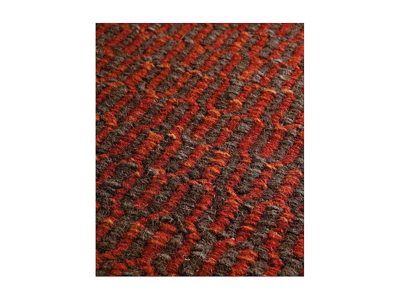 Tapis kilim 140x200 rectangle fait main en laine rouge motif faux uni