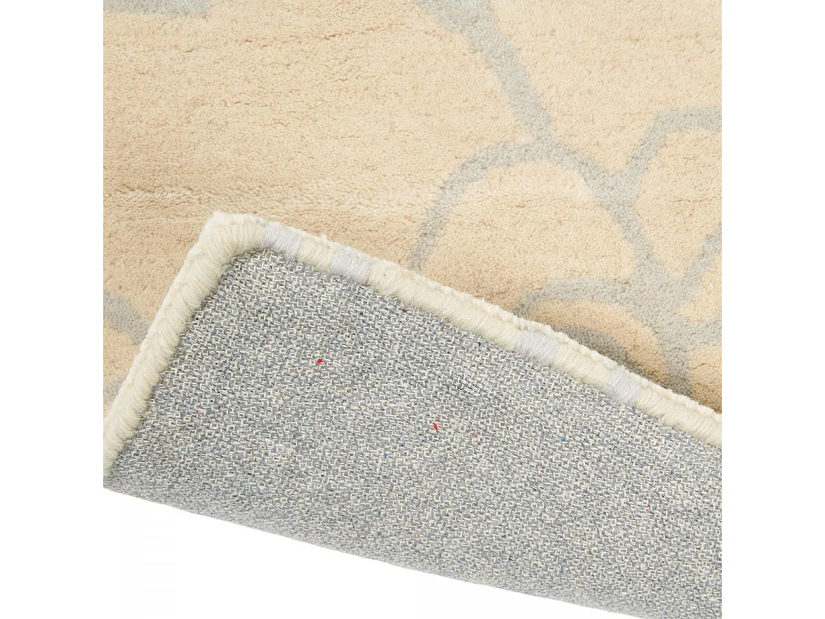 tapis grand salon 250x350 fait à la main en laine crème rectangle motif floral