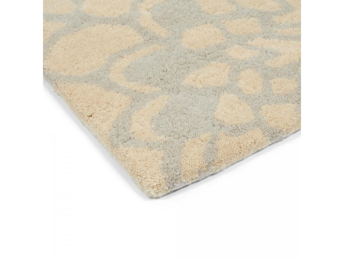 tapis grand salon 250x350 fait à la main en laine crème rectangle motif floral