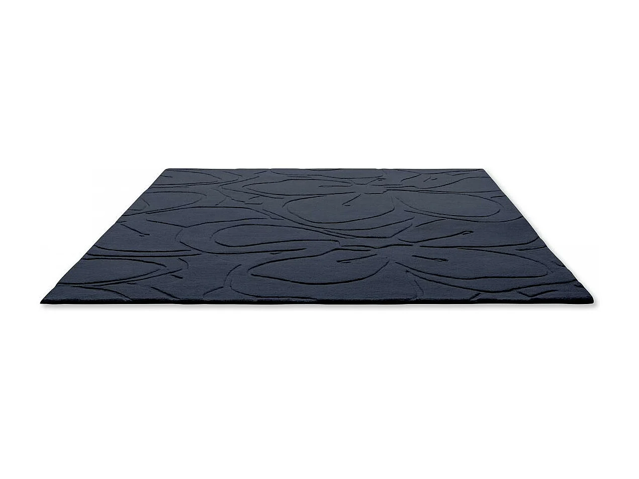 tapis chambre 200x280 fait à la main en laine bleu foncé motif faux uni