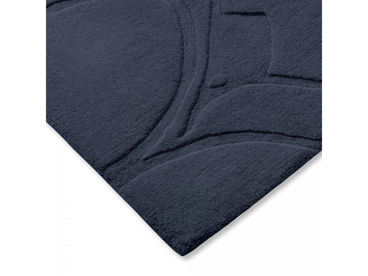 tappeto per camera da letto 200x280 realizzato a mano in lana blu scuro fantasia tinta unita