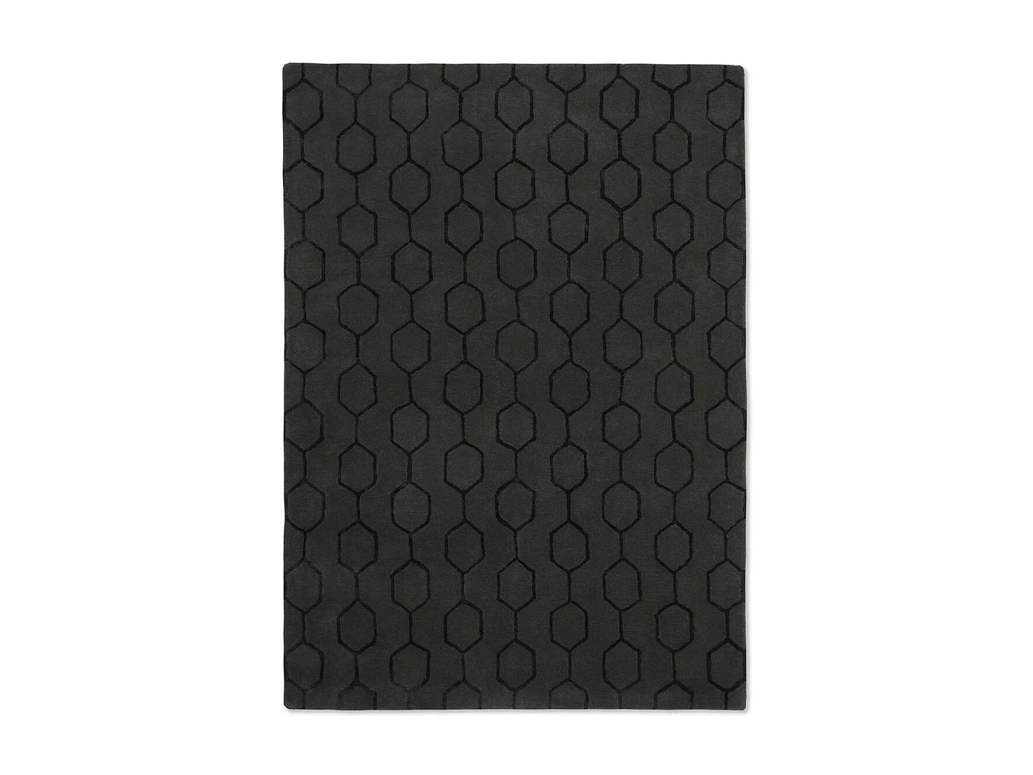 tapis chambre 170x240 fait à la main en laine noir rectangle motif faux uni GIO