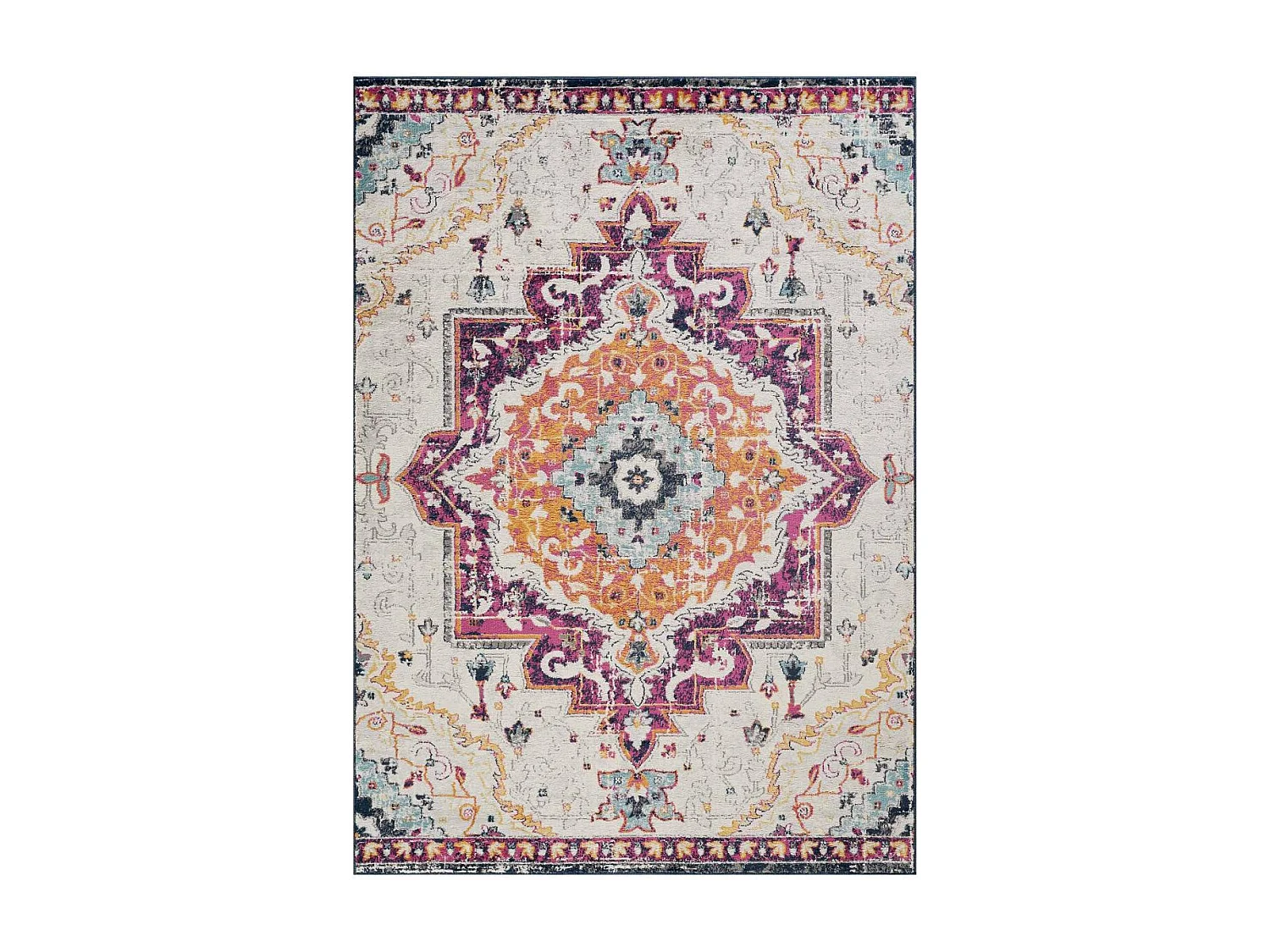 Tapis Vintage Oriental 200x280 cm - LYN3 MED - Couleur : multicolore violet orange bleu