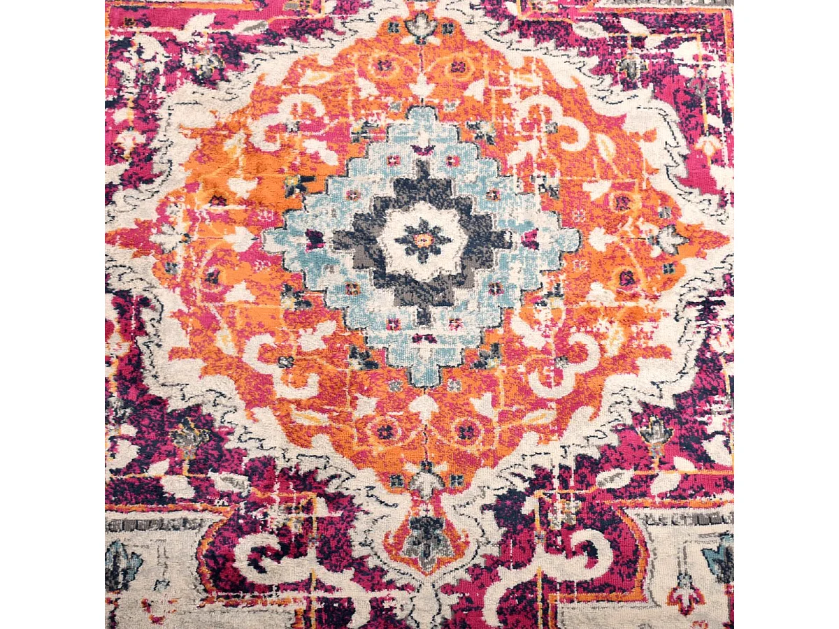 Tapis Vintage Oriental 200x280 cm - LYN3 MED - Couleur : multicolore violet orange bleu