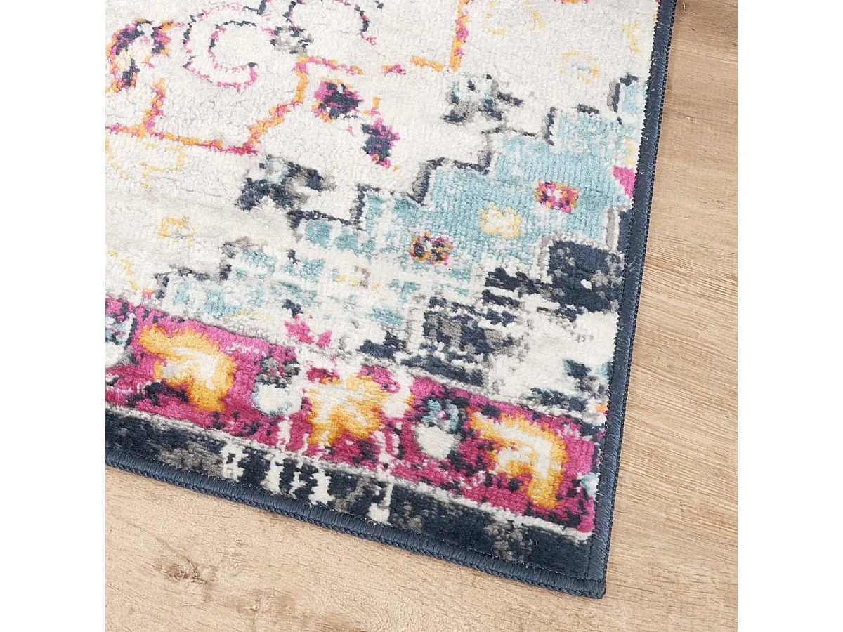 Tapis Vintage Oriental 200x280 cm - LYN3 MED - Couleur : multicolore violet orange bleu
