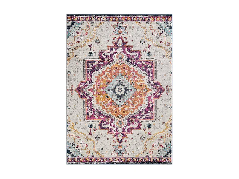 Tapis Vintage Oriental 200x280 cm - LYN3 MED - Couleur : multicolore violet orange bleu