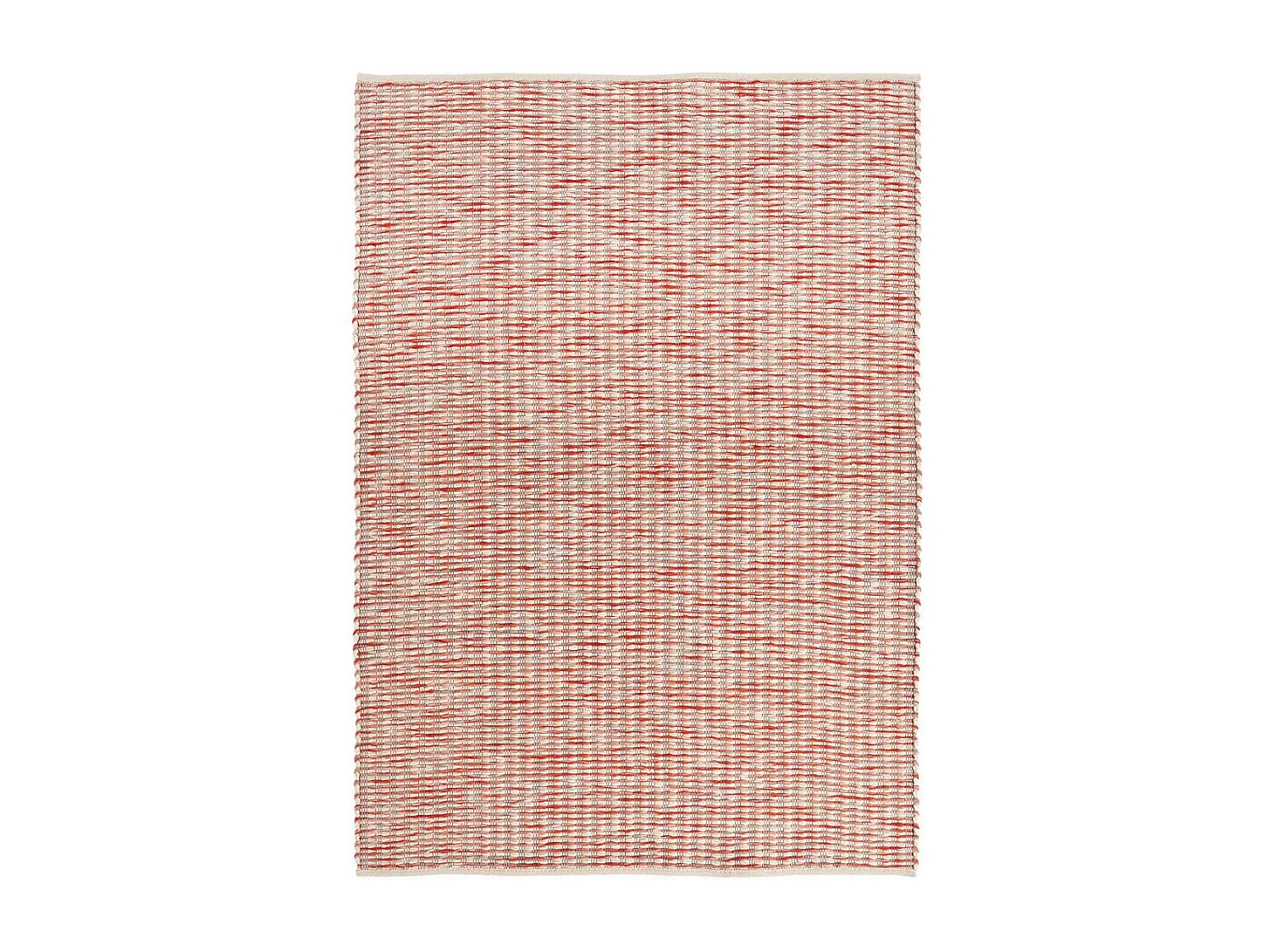 tapis grand salon 250x350 fait main en laine crème et rouge motif faux uni
