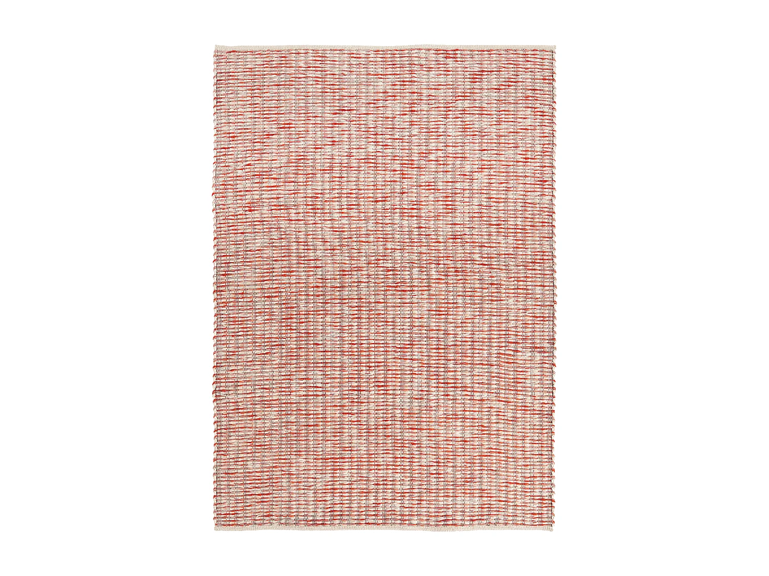 tapis grand salon 250x350 fait main en laine crème et rouge motif faux uni
