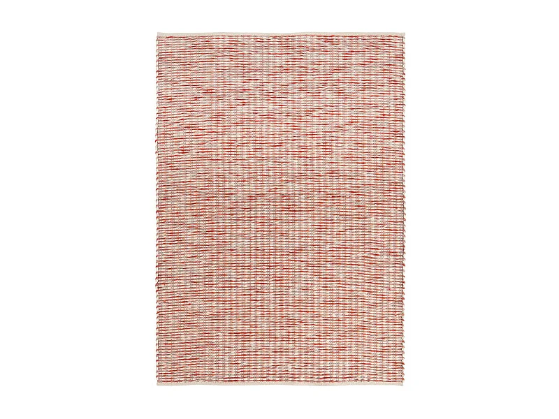 tapis grand salon 250x350 fait main en laine crème et rouge motif faux uni