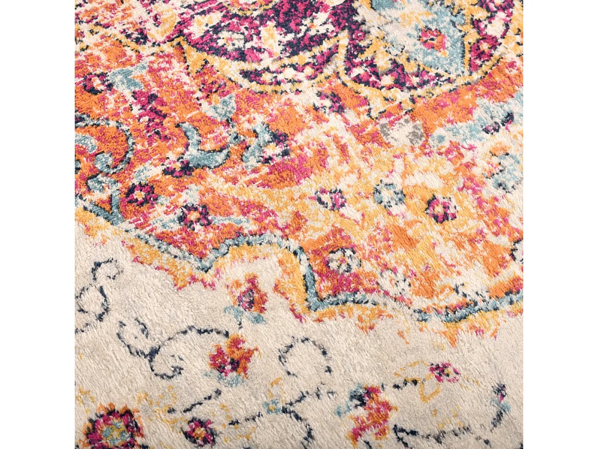 Tapis Vintage Oriental 200x280 cm - LYN3 MED - Couleur : multicolore rouge beige bleu