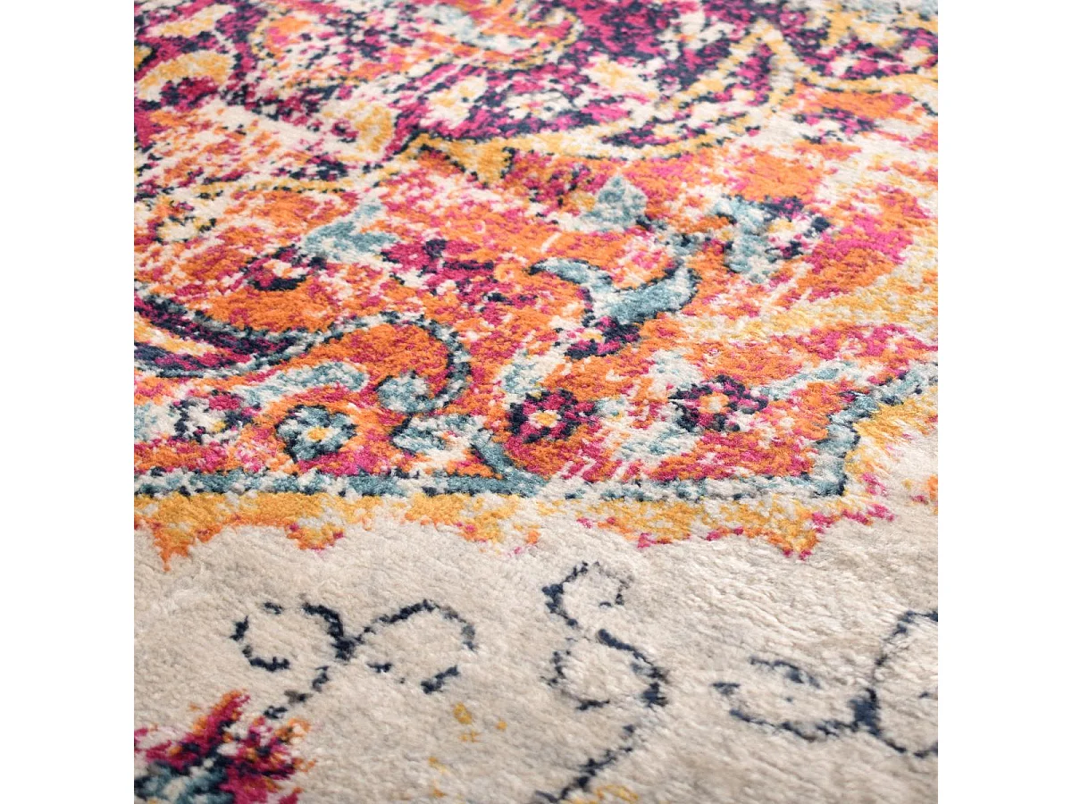 Tapis Vintage Oriental 200x280 cm - LYN3 MED - Couleur : multicolore rouge beige bleu