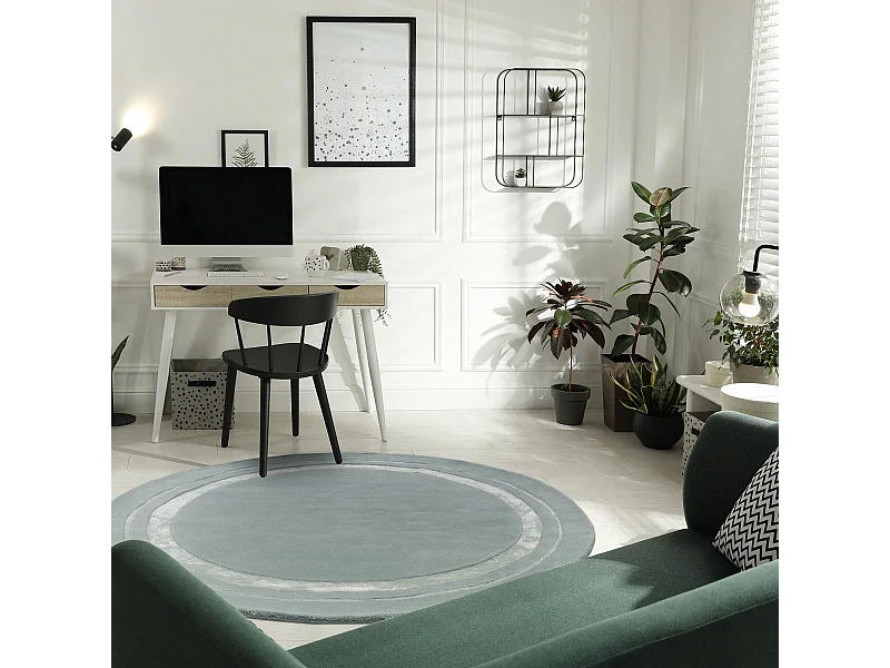 Tapis rond Ø200cm fait main en laine motif simple pour salon REDOOK