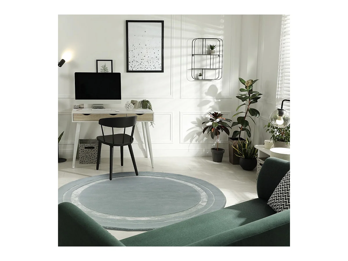 Tapis rond Ø200cm fait main en laine motif simple pour salon REDOOK