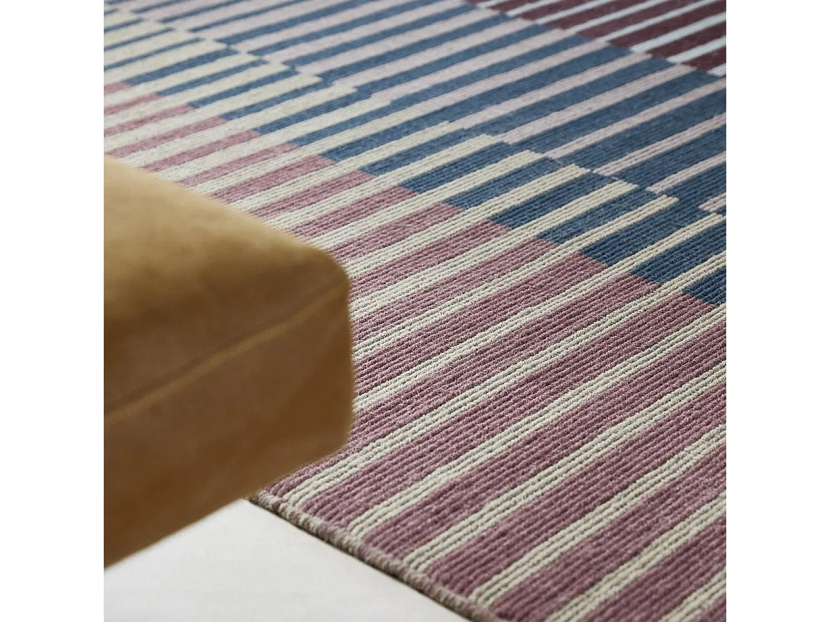 Tapis kilim 200x280 rectangle fait main en laine rose et violet