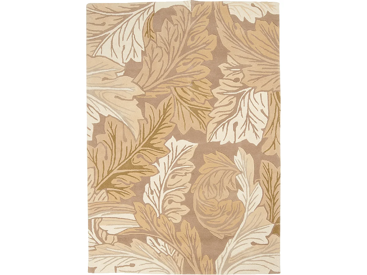 tapis salon 170x240 fait main en laine beige et crème rectangle motif floral