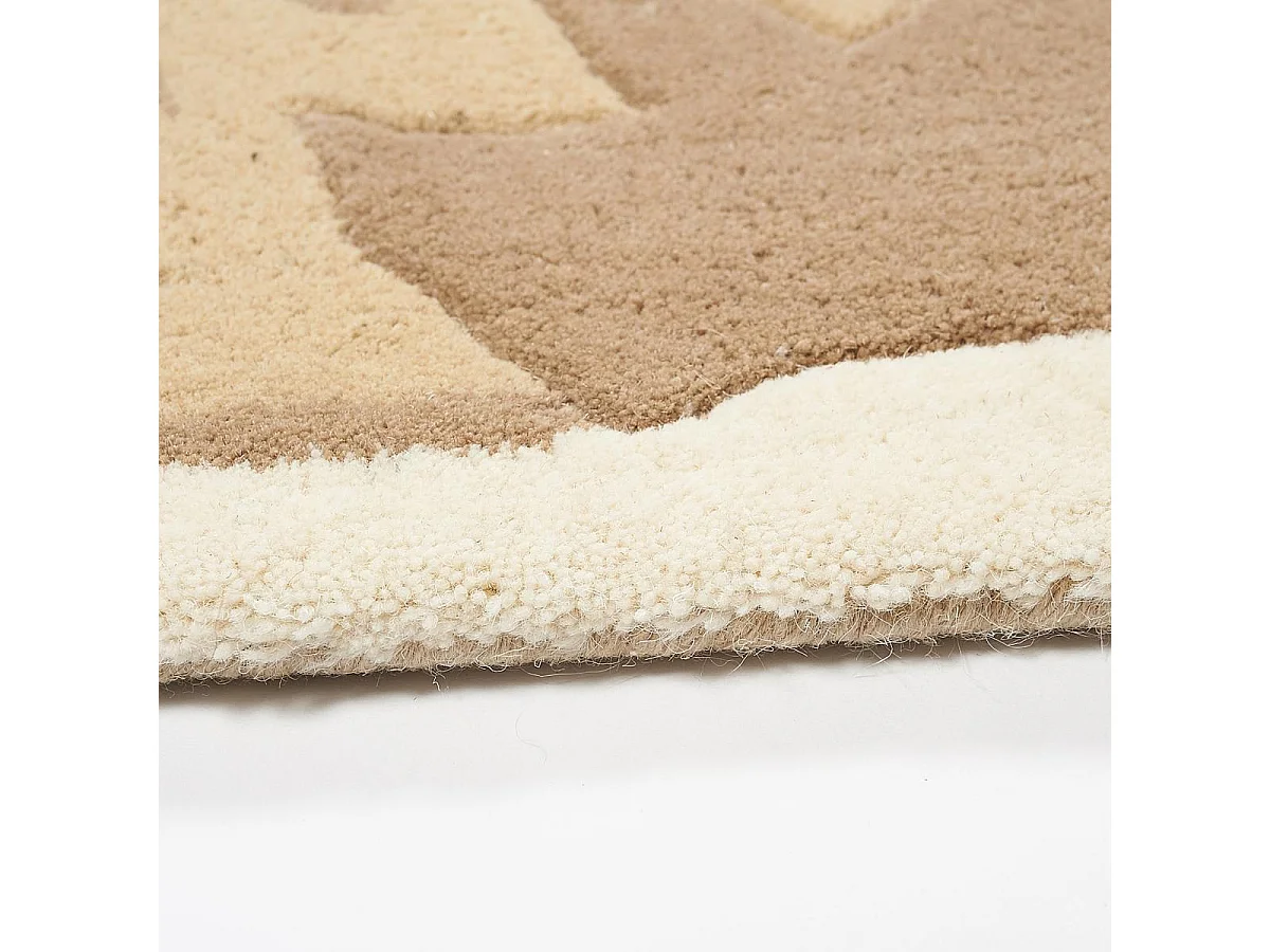 tappeto da soggiorno 170x240 realizzato a mano in lana beige e panna fantasia floreale rettangolare